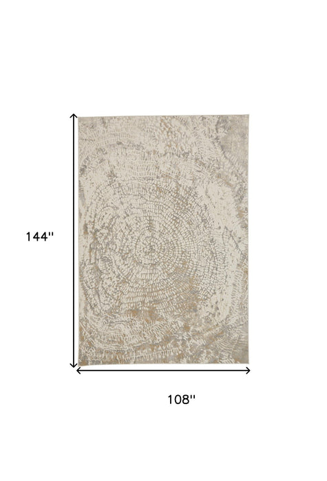 9' x 12' Abstract Area Rug - Ivory Tan And Gray