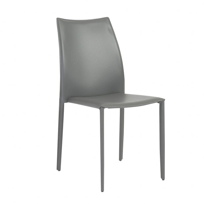 Upholstered Leather Dining Room Side Chairs (Set of 2) - Gray