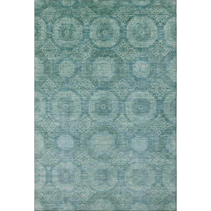 10' X 14' Abstract Geometric Washable Area Rug With UV Protection (708295) - Teal / Aqua