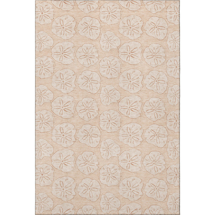 9' X 12' Geometric Washable Area Rug With UV Protection (646084) - Apricot / Ivory