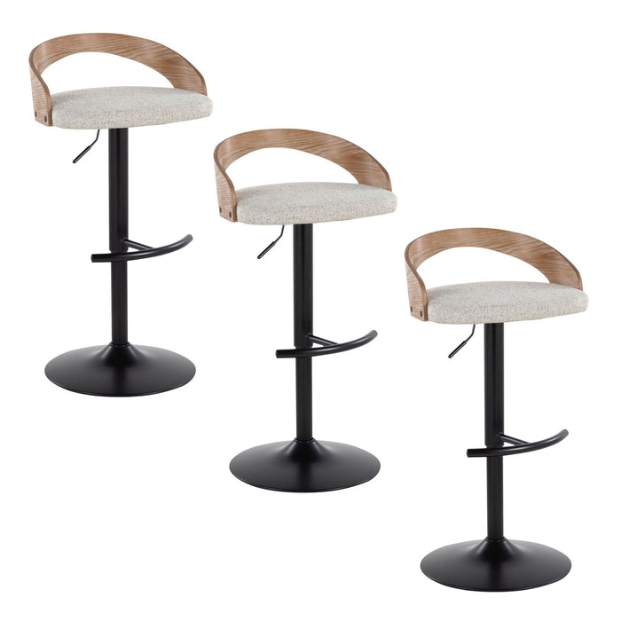 Grotto - Adjustable Barstool - Black Metal, Whitewashed Wood