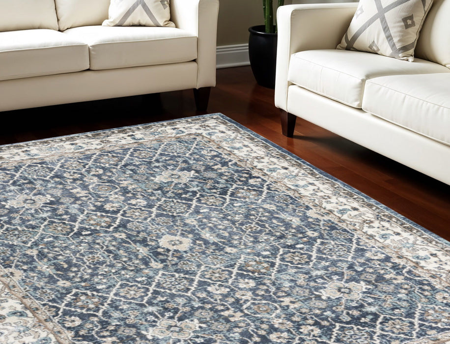 8' X 10' Floral Power Loom Area Rug - Blue