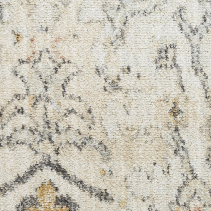 9' X 12' Floral Distressed Area Rug (573736) - Gray