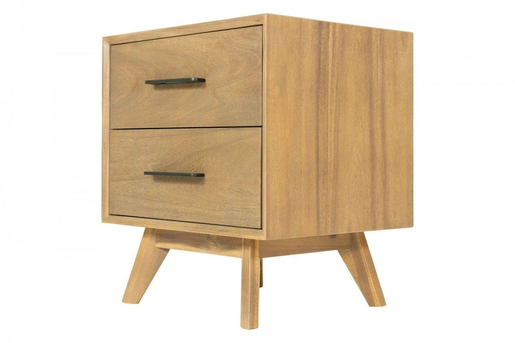 Contemporary Nightstand With Two Drawers - Natural Light Mocha