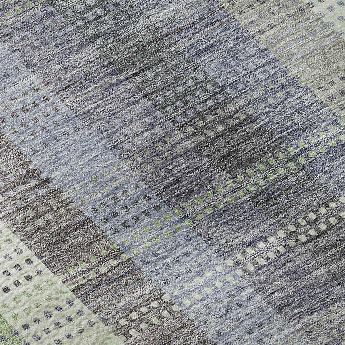 10' X 14' Plaid Washable Area Rug With UV Protection (676482) - Pewter / Gray / Green