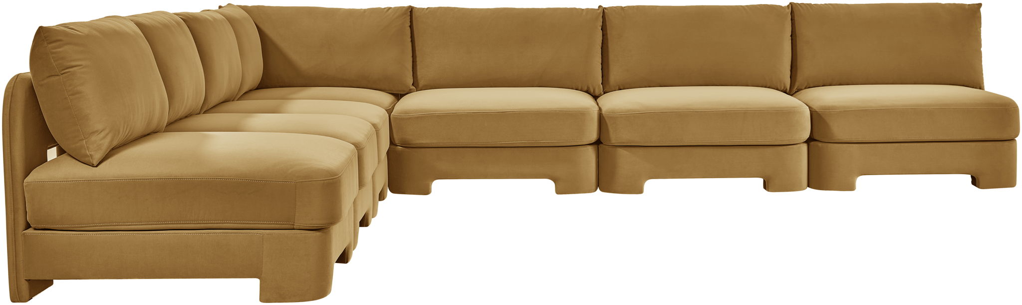 Meridian Furniture Hammond velvet performance fabric 7-piece armless sectional sofa with clean lines and plush upholstery.