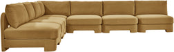 Meridian Furniture Hammond velvet performance fabric 7-piece armless sectional sofa with clean lines and plush upholstery.
