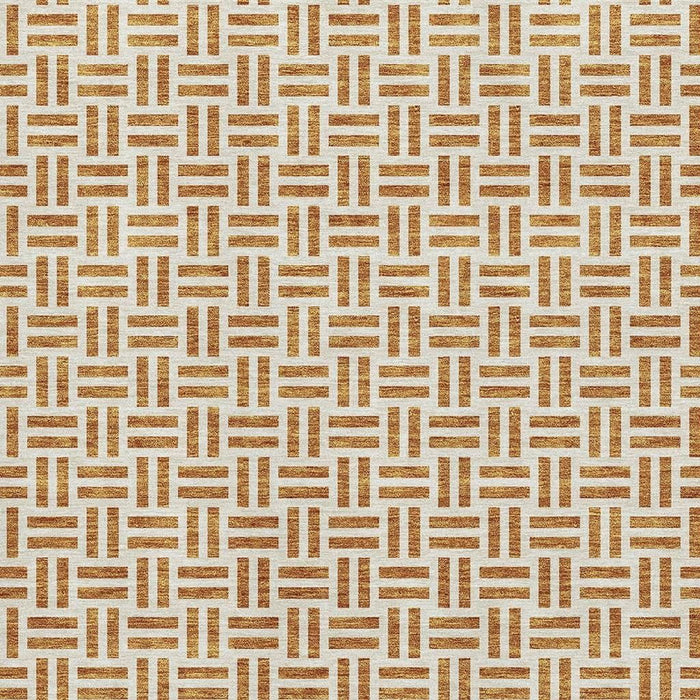 10' X 14' Geometric Washable Area Rug With UV Protection (677231) - Copper / Ivory