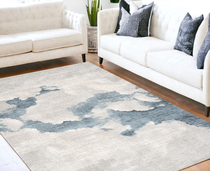5' x 7' Abstract Area Rug - Gray And Blue