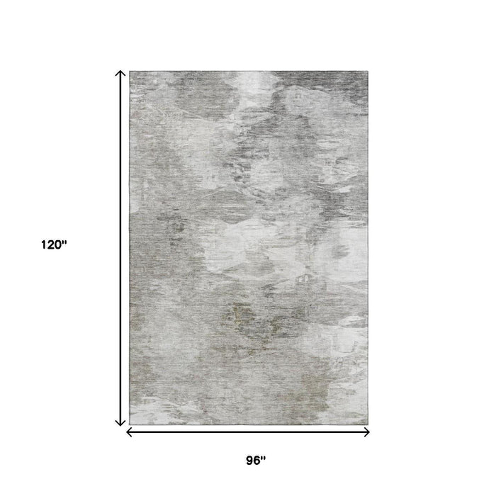 8' X 10' Abstract Washable Area Rug With UV Protection (650768) - Beige / Ivory