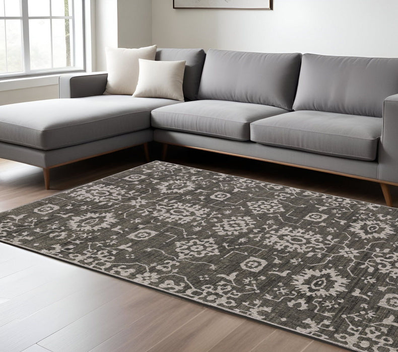8' X 11' Oriental Area Rug - Gray And Ivory
