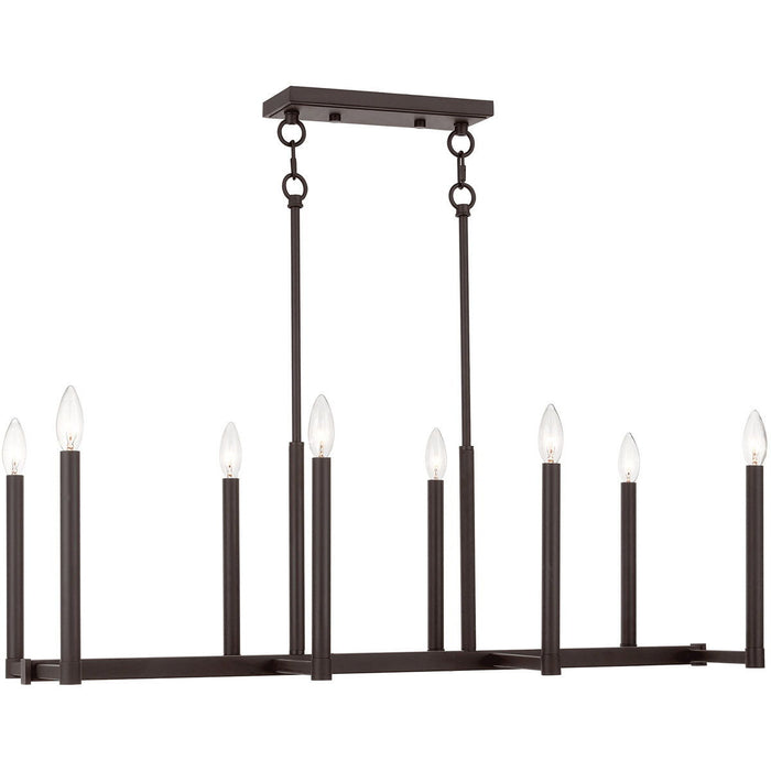 18'' Eight Light Dimmable Chandelier With Shades - Bronze