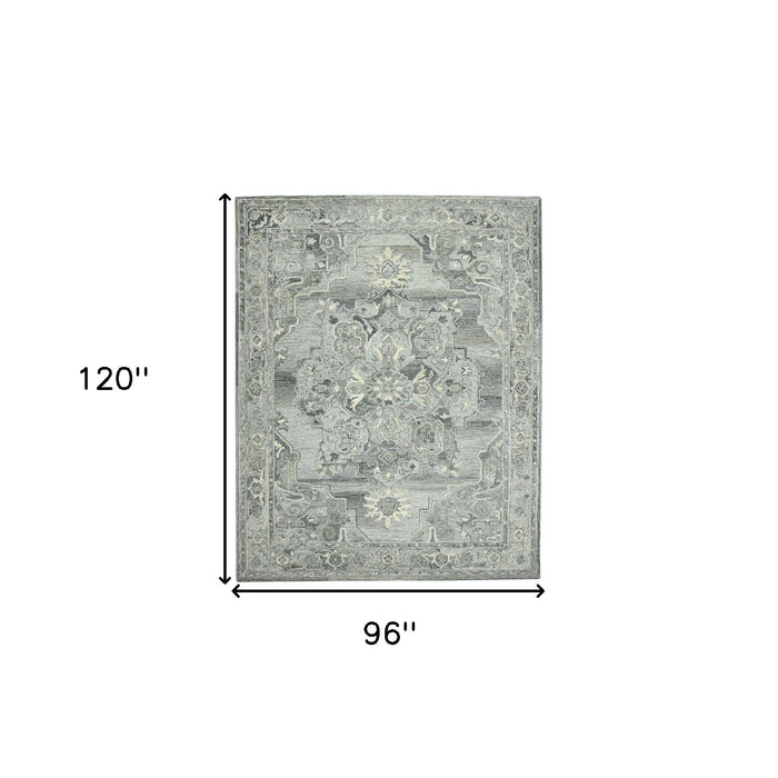 8' X 10' Wool Oriental Hand Tufted Area Rug - Gray