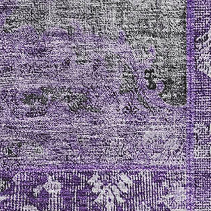 10' X 14' Patchwork Washable Area Rug With UV Protection (655433) - Eggplant / Gray