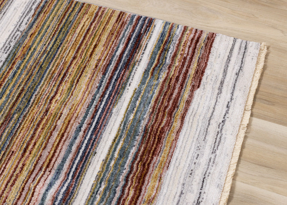 8' X 10' Striped Area Rug (660206) - Yellow / Blue / Brown