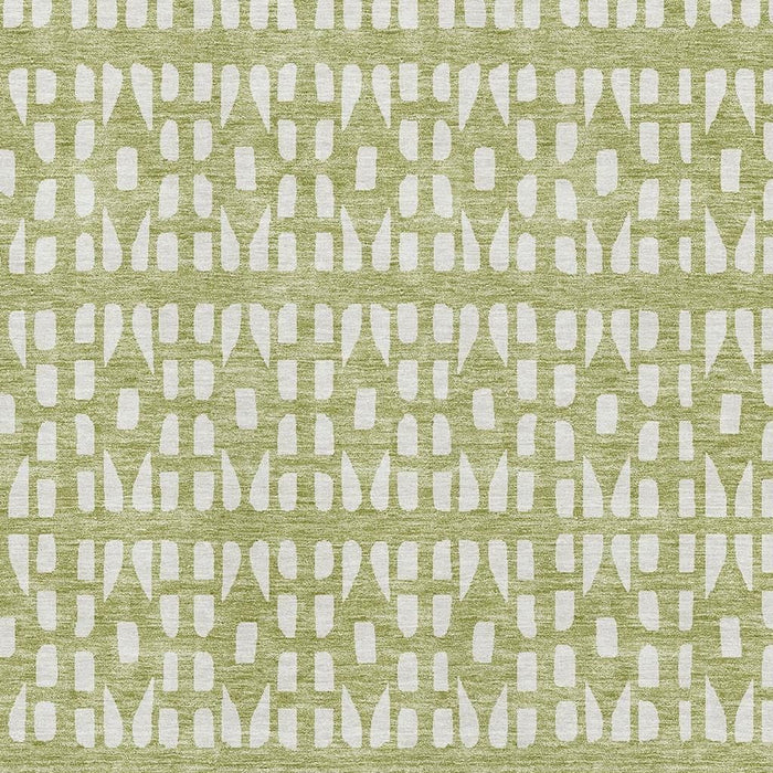 10' X 14' Geometric Washable Area Rug With UV Protection (676242) - Artichoke Green / Ivory