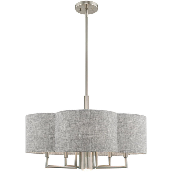 18'' Six-Light Dimmable Chandelier With Shades - Nickel