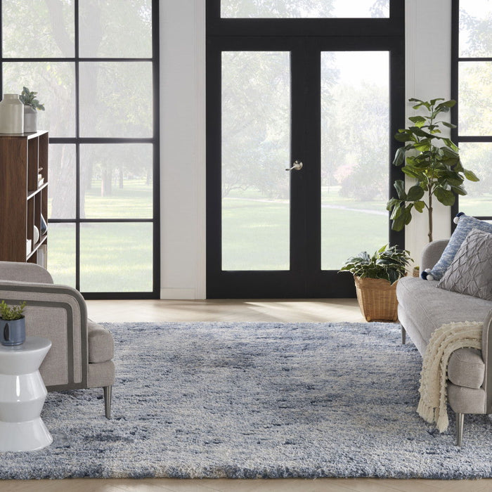 8' X 10' Transitional Abstract Shag Area Rug - Light Blue