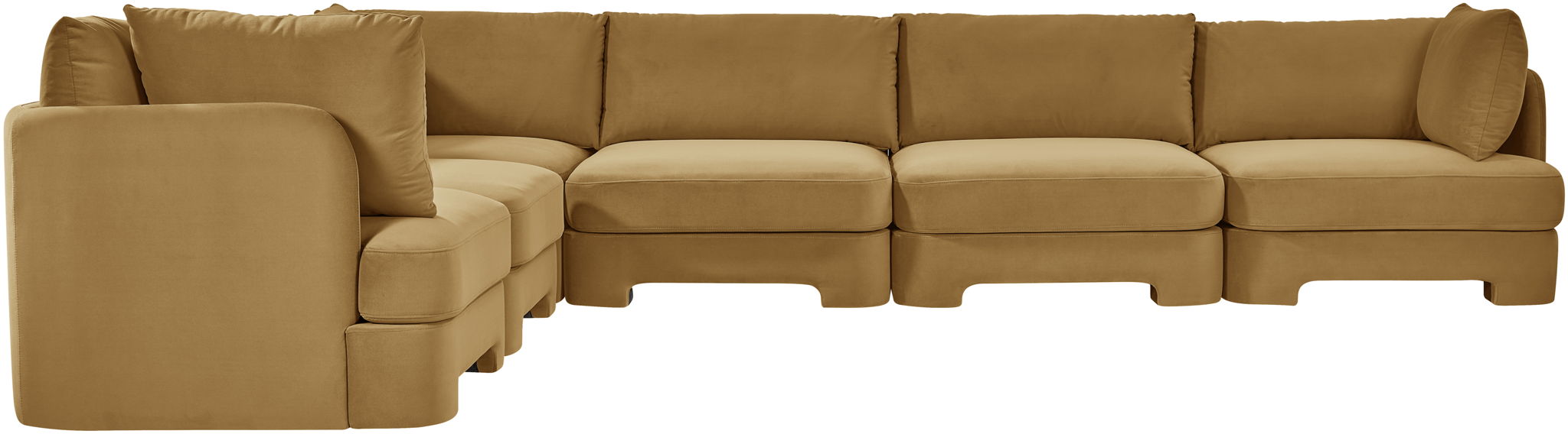 Meridian Furniture Hammond velvet performance fabric 6-piece corner sectional sofa with plush upholstery and modern design.
