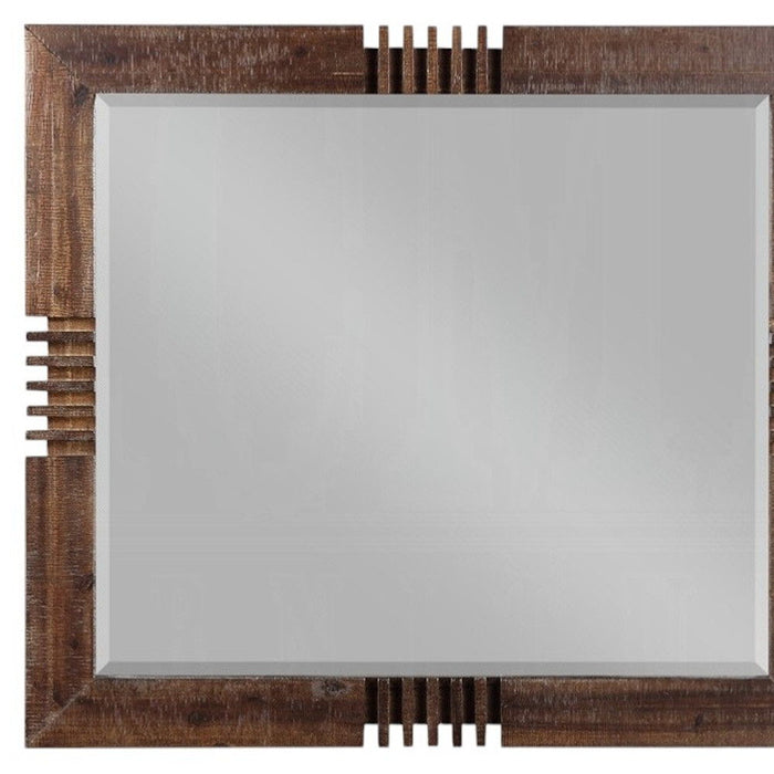 Oak Reclaimed Rectangular Mirror - Dark Brown