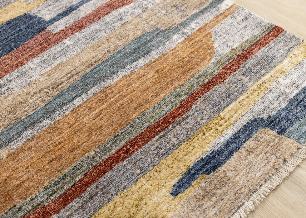 8' X 10' Abstract Area Rug (660332) - Gray / Blue / Yellow