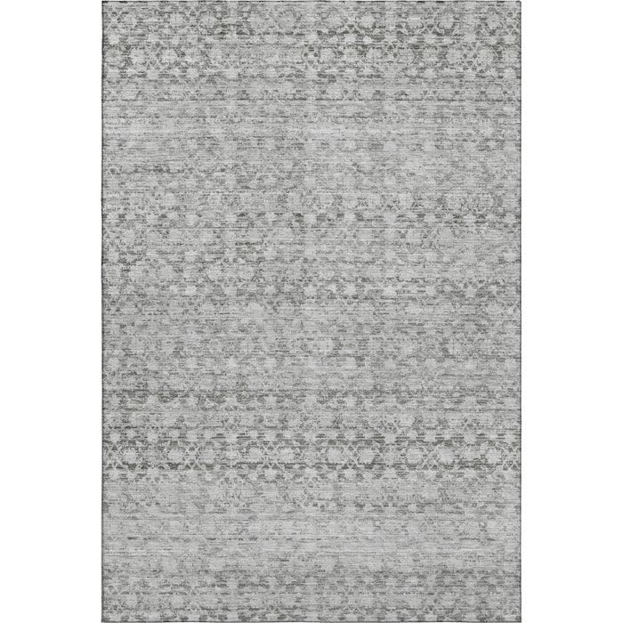 10' X 14' Striped Washable Area Rug With UV Protection (700005) - Gray / Silver