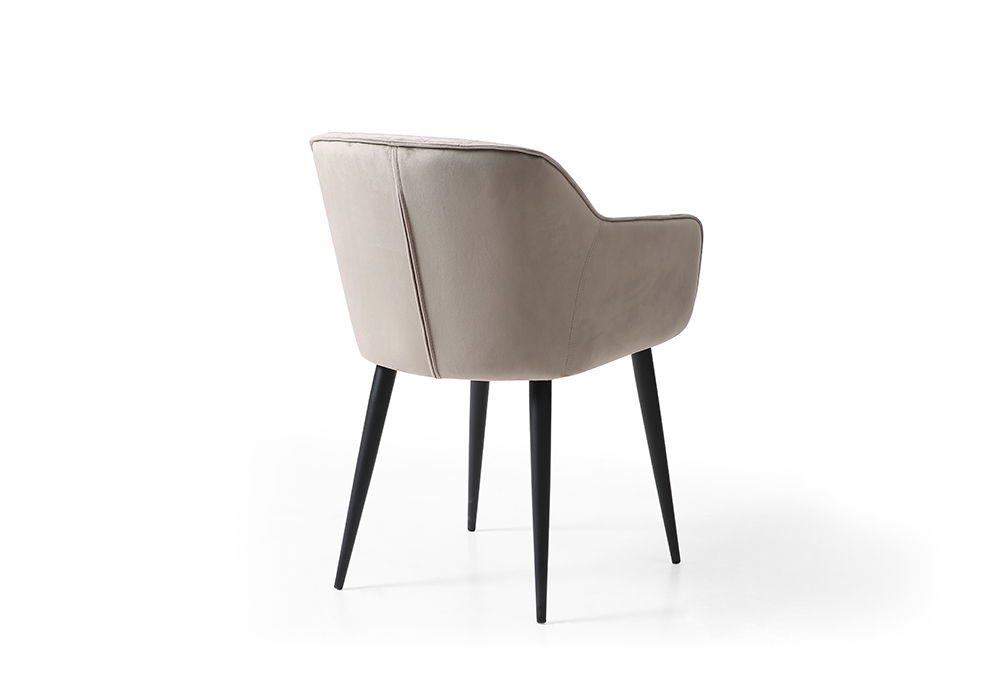 ESF 1117 beige dining arm chair with cushioned seat and wooden legs, modern design for dining room decor
