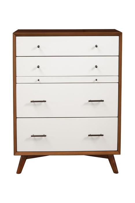 Solid Wood Four Drawer Chest - Brown / White