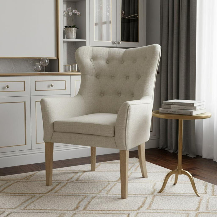 Natural Tufted Arm Chair - Taupe