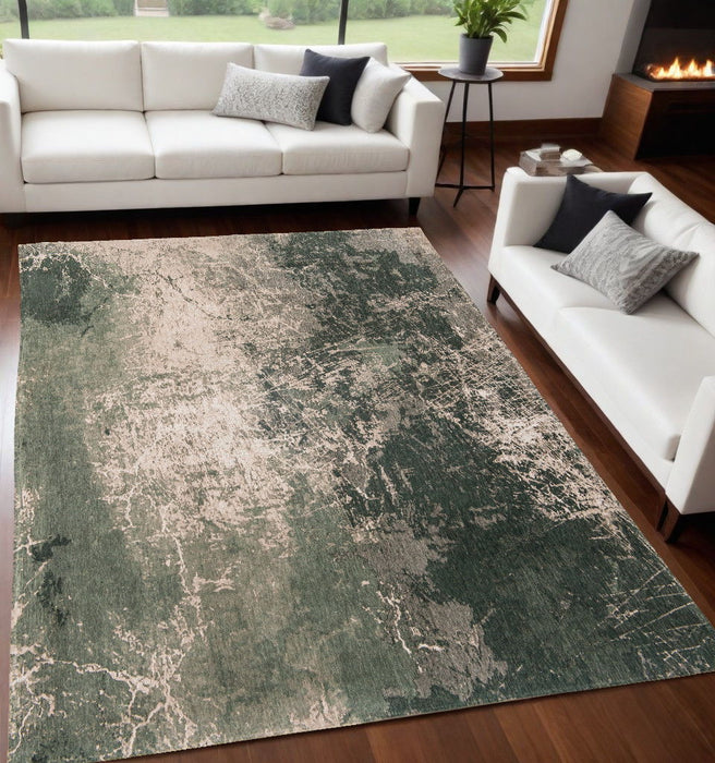 5' x 7' Abstract Non Skid Area Rug - Beige And Green