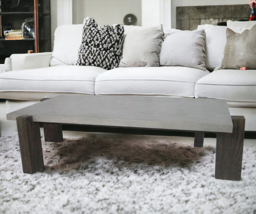 Concrete Rectangular Coffee Table - Walnut And Dark Gray