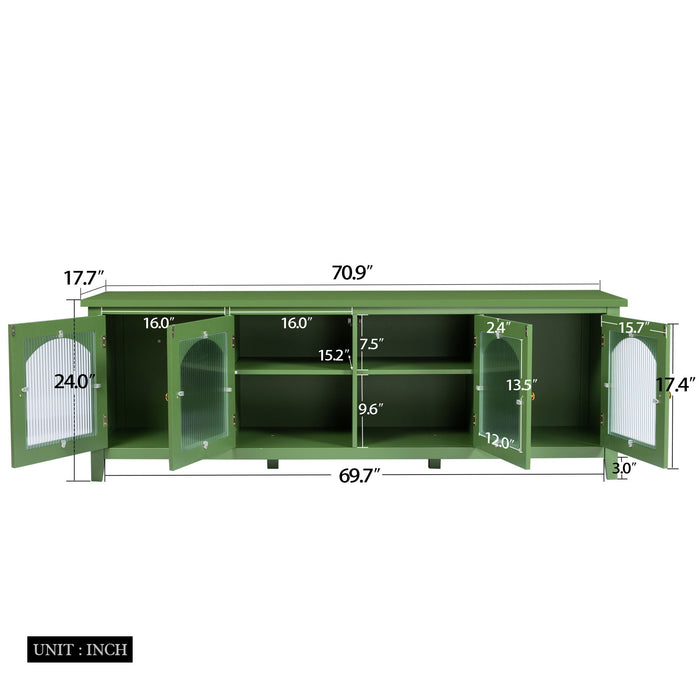 Giga stylish TV cabinet with solid wood frame, glass doors, metal handles, and media console for entertainment center setup.