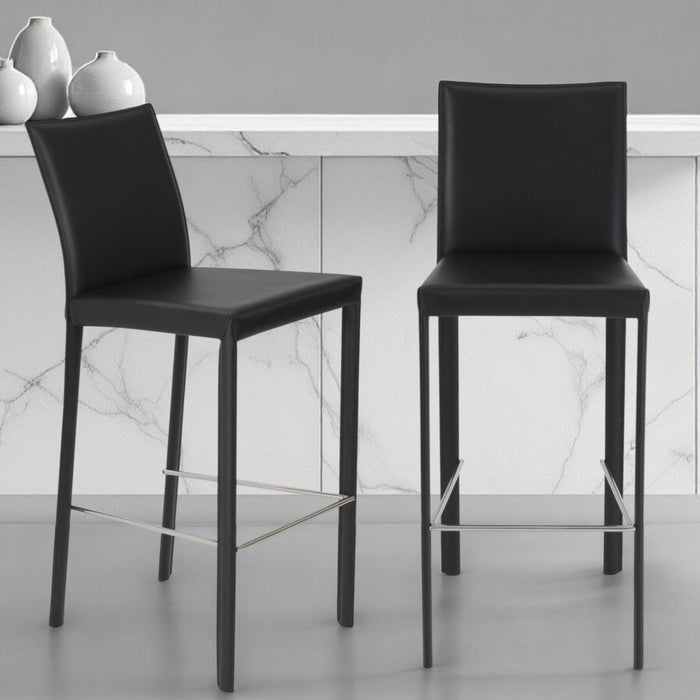 21.1" x 17.3" x 41" Steel Low Back Bar Height Bar Chairs (Set of 2) - Black