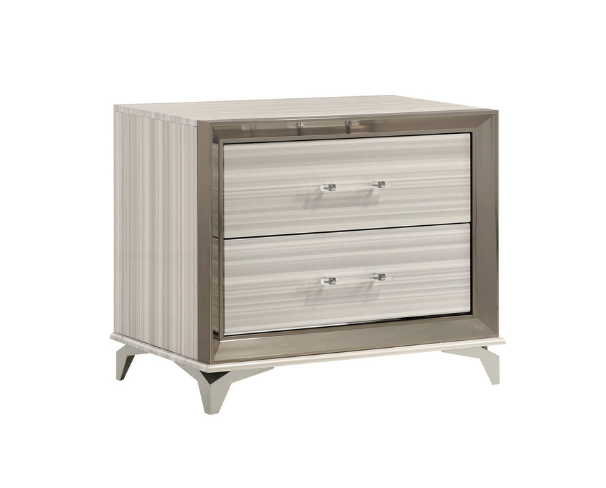 25" Wood Lighted Two Drawer Nightstand - Silver / White