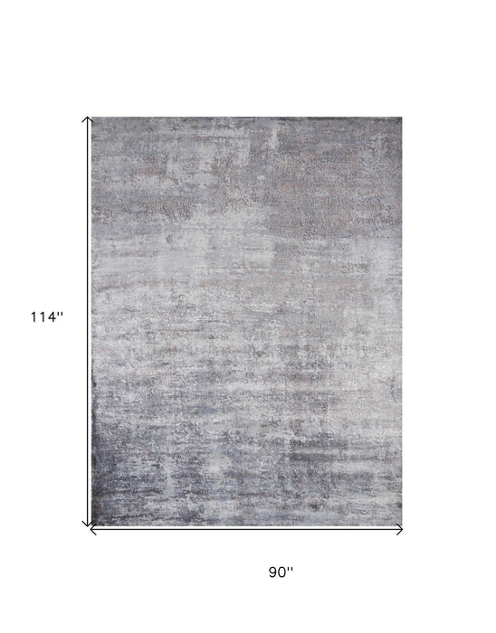 8' x 10' Hand Loomed Abstract Brushstroke Indoor Area Rug - Slate Gray