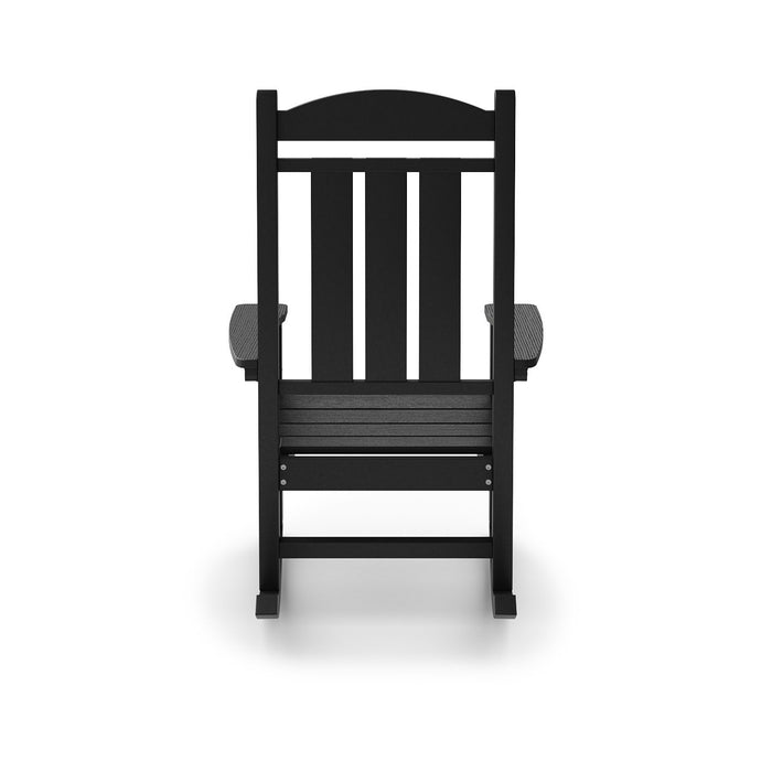 Giga traditional porch rocker chair made of HDPE poly lumber, ideal for porch, patio, and garden seating.