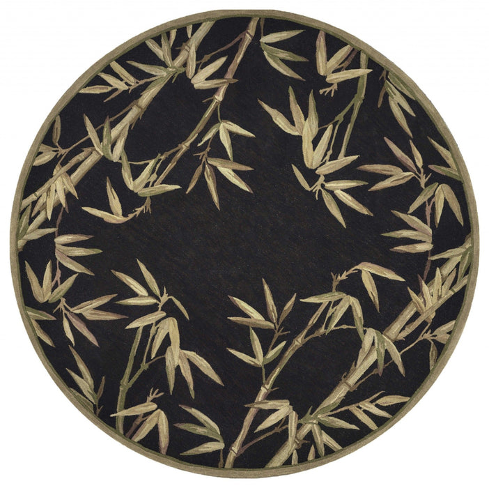 5' Round Wool Hand Tufted Area Rug - Black
