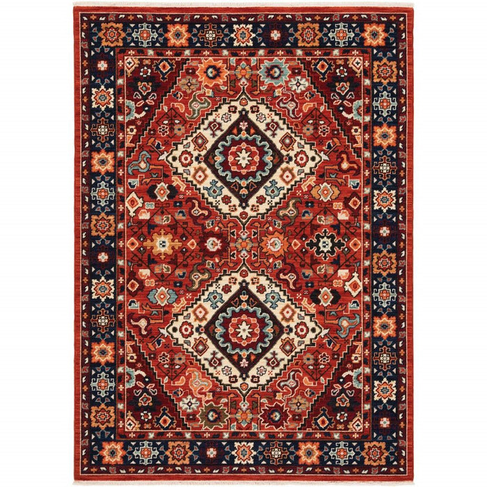 9' x 12' Machine Woven Oriental Indoor Area Rug - Red Blue