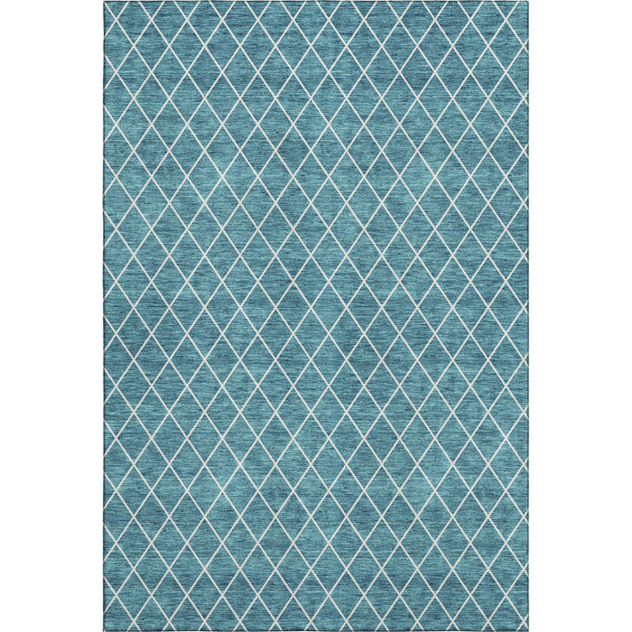 10' X 14' Geometric Washable Area Rug With UV Protection (674131) - Teal / Ivory