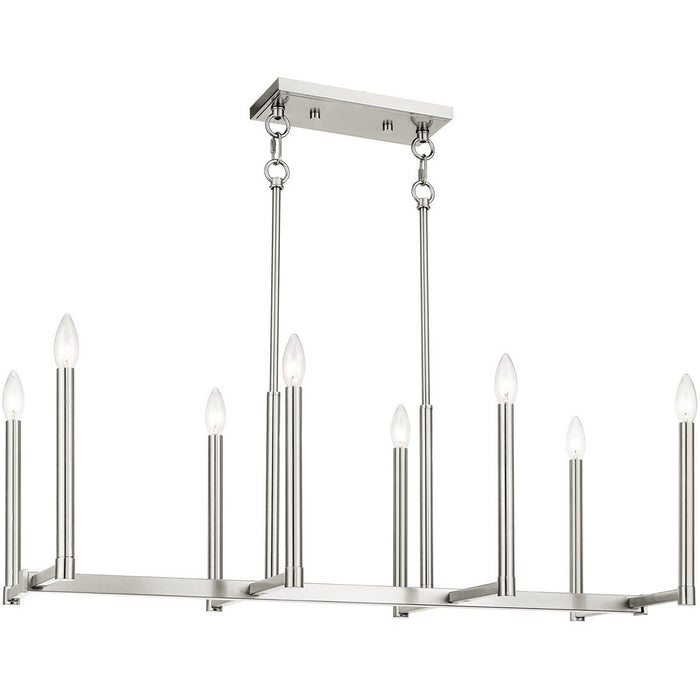 18'' Eight Light Dimmable Chandelier With Shades - Nickel