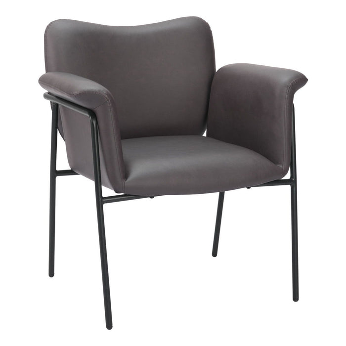 31" Faux Leather And Faux Leather Arm Chair - Brown / Black