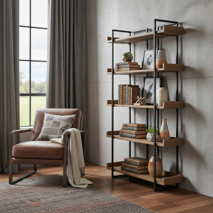Five Tier Bookcase (517716) - Black / Brown