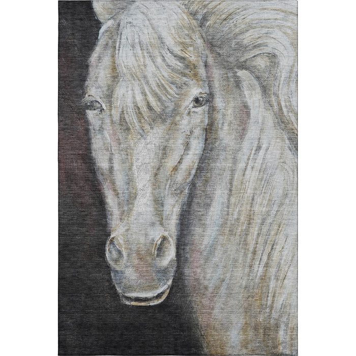 10' X 14' Animal Print Washable Area Rug With UV Protection (717236) - Ivory / Charcoal