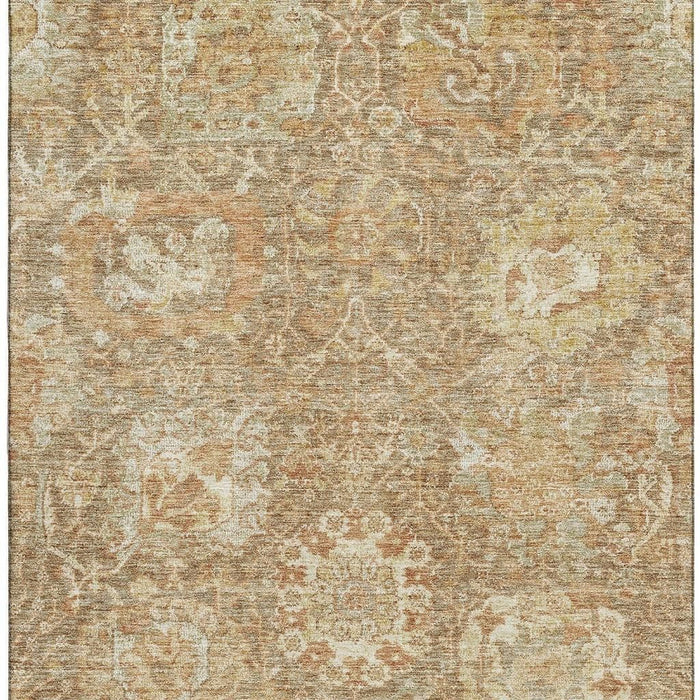 10' X 14' Damask Washable Area Rug With UV Protection (684298) - Khaki / Beige