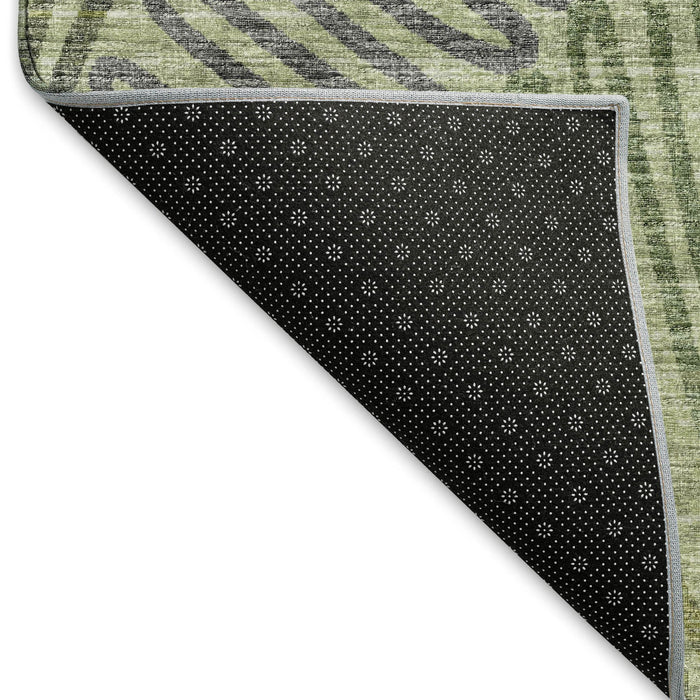 10' X 14' Botanical Leaves Washable Area Rug With UV Protection (645000) - Green / Gray