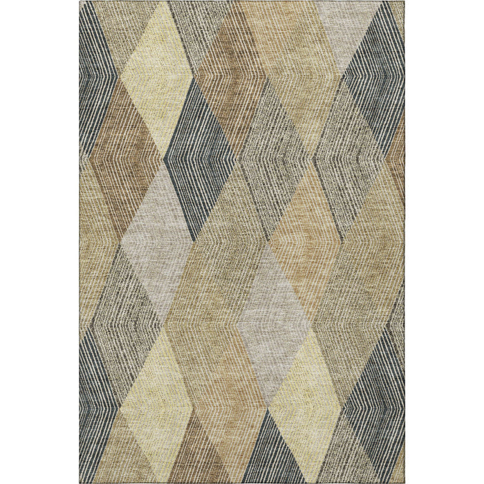 10' X 14' Geometric Washable Area Rug With UV Protection (676200) - Coffee / Gold / Taupe