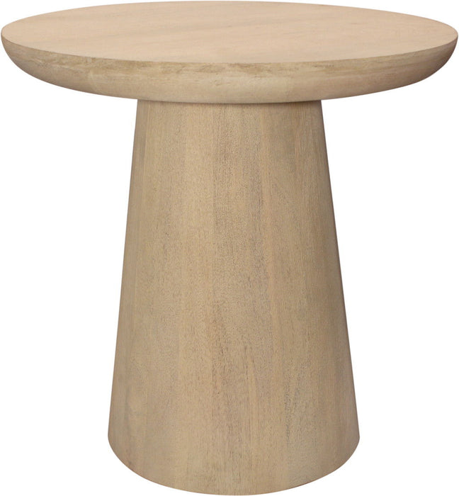 24" Distressed Solid Wood Round Pedestal End Table - Natural