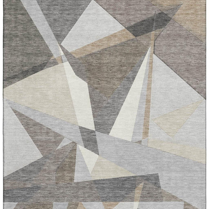 10' X 14' Geometric Washable Area Rug With UV Protection (694767) - Taupe / Ivory / Gray