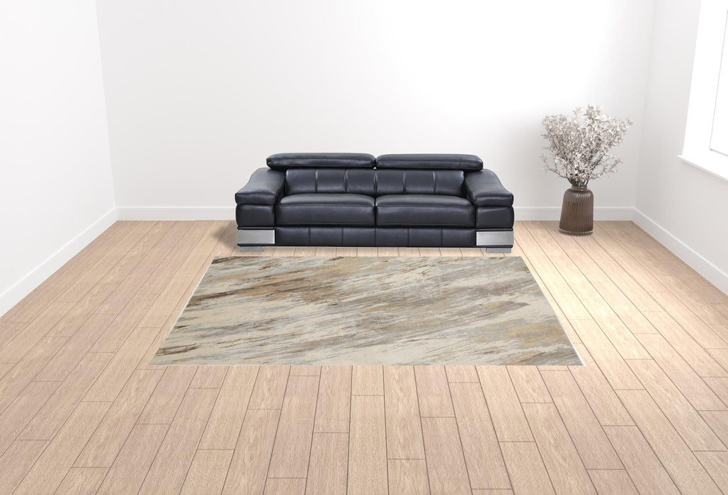 9' x 12' Abstract Area Rug - Ivory Tan And Brown