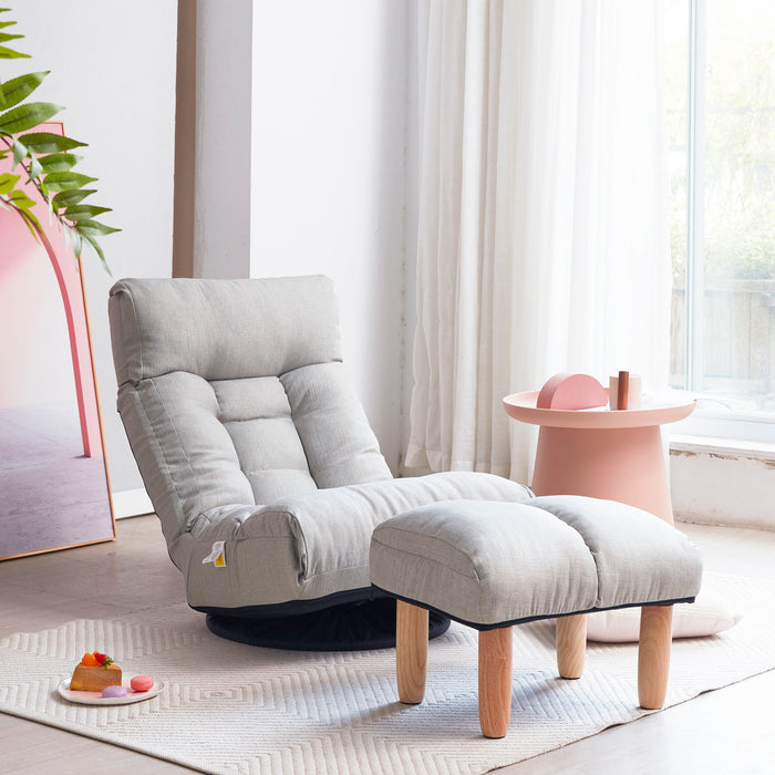 Giga adjustable Japanese-style reclining floor chair with metal frame, featuring a cushioned seat and backrest for living room relaxation.